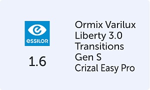 Essilor Varilux Liberty 3.0 Ormix 1.6 Transitions Gen S Crizal Easy Pro