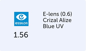 Essilor E-lens 1.56 Crizal Alize Blue UV