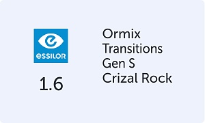 Essilor Ormix 1.6 Transitions Gen S Crizal Rock